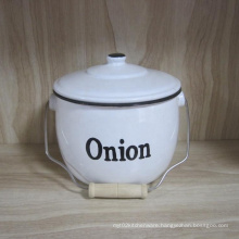 Enamel Coating Storage Pot Set Potato Pot Onion Pot with Pail